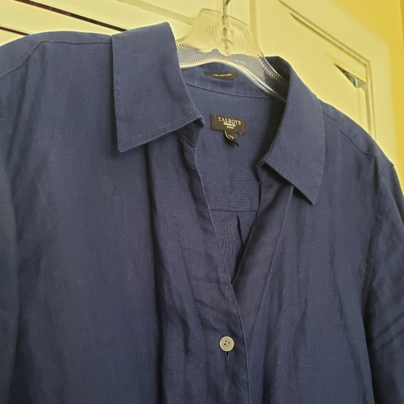 EUC Talbots Pure Irish Linen Button Down Shirt 14W - Picture 2 of 7